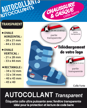 AUTOCOLLANT PLAT TRANSPARENT
 RECTANGLE 34 x 32 mm