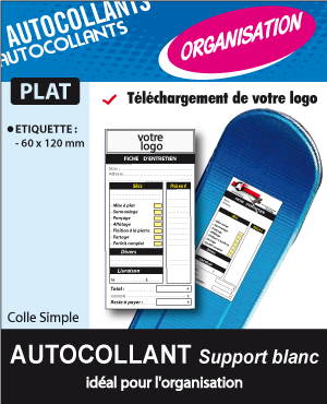 AUTOCOLLANT PLAT
 ENTRETIEN ETIQUETTE 60 x 120 mm