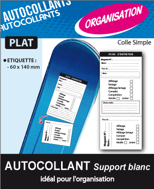 AUTOCOLLANT PLAT
 ENTRETIEN ETIQUETTE 60 x 140 mm