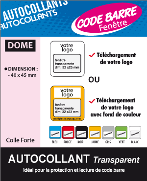 AUTOCOLLANT DOME FENETRE RECTANGLE 40 x 45mm