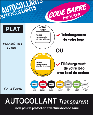 AUTOCOLLANT PLAT DIAM 50mm